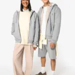 Ecologische uniseks sweater met rits en sherpavoering — productfoto 2