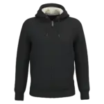Ecologische uniseks sweater met rits en sherpavoering, black — productfoto 6