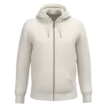 Ecologische uniseks sweater met rits en sherpavoering, ivory — productfoto 7