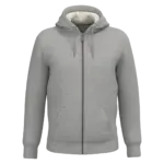 Ecologische uniseks sweater met rits en sherpavoering, moon grey heather — productfoto 8