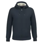 Ecologische uniseks sweater met rits en sherpavoering, navy blue — productfoto 9