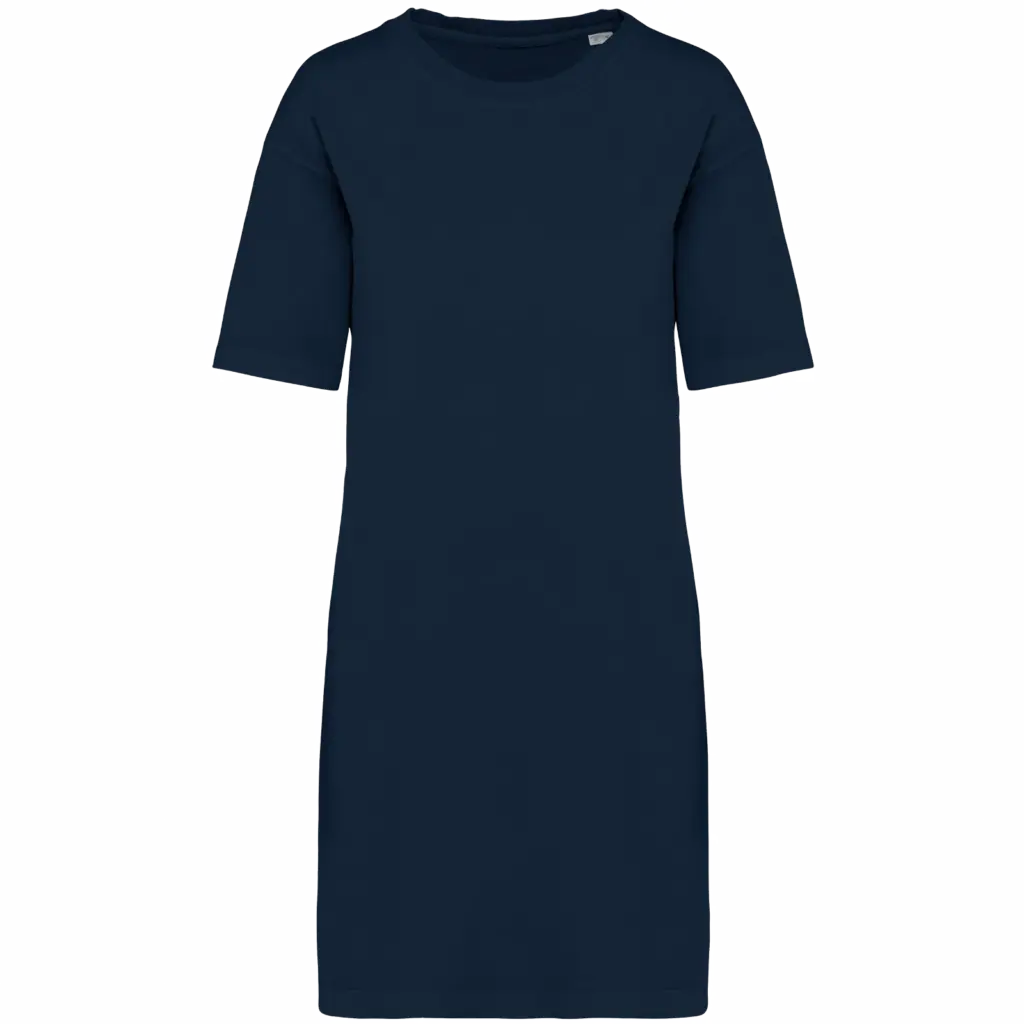 Ecologische verwassen T-shirtjurk, washed navy blue — productfoto 8