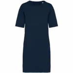 Ecologische verwassen T-shirtjurk, washed navy blue — productfoto 8