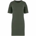 Ecologische verwassen T-shirtjurk, washed organic khaki — productfoto 9