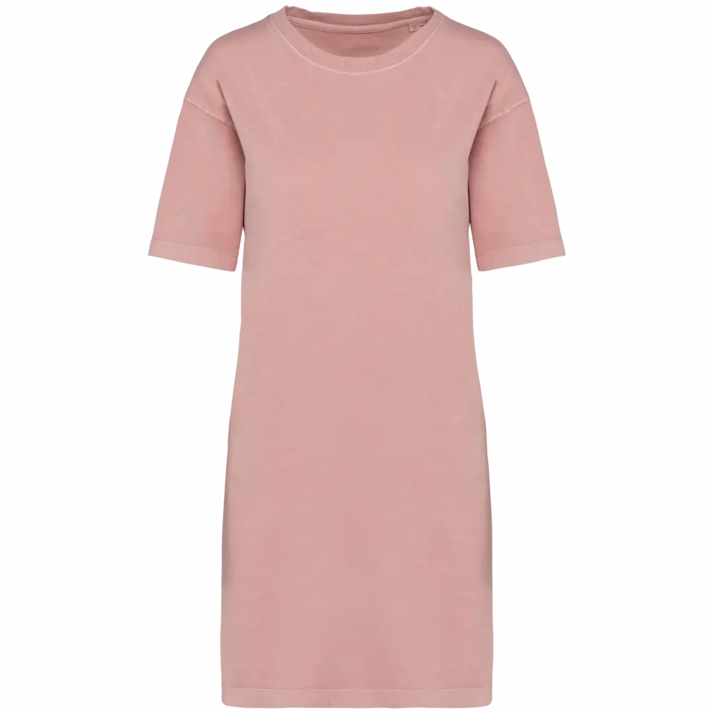 Ecologische verwassen T-shirtjurk, washed petal rose — productfoto 10