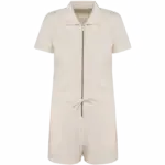 Ecologisch badstof jumpsuit voor dames, ivory — productfoto 6