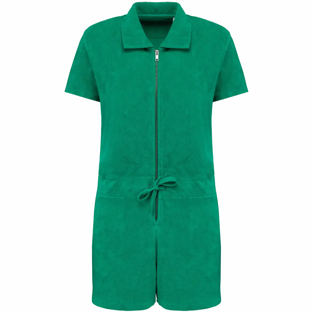 Ecologisch badstof jumpsuit voor dames, malachite green — productfoto 7