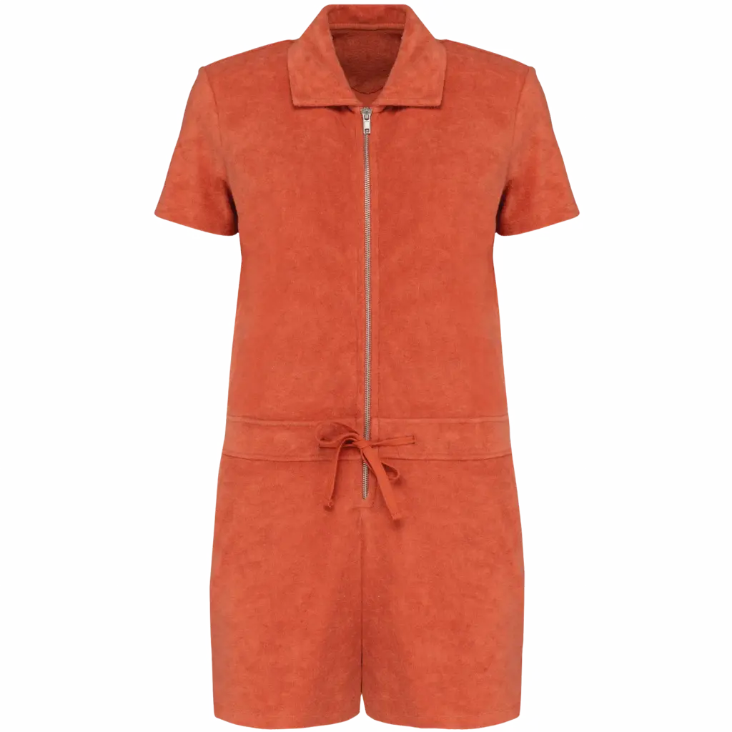 Ecologisch badstof jumpsuit voor dames, pomelo — productfoto 8