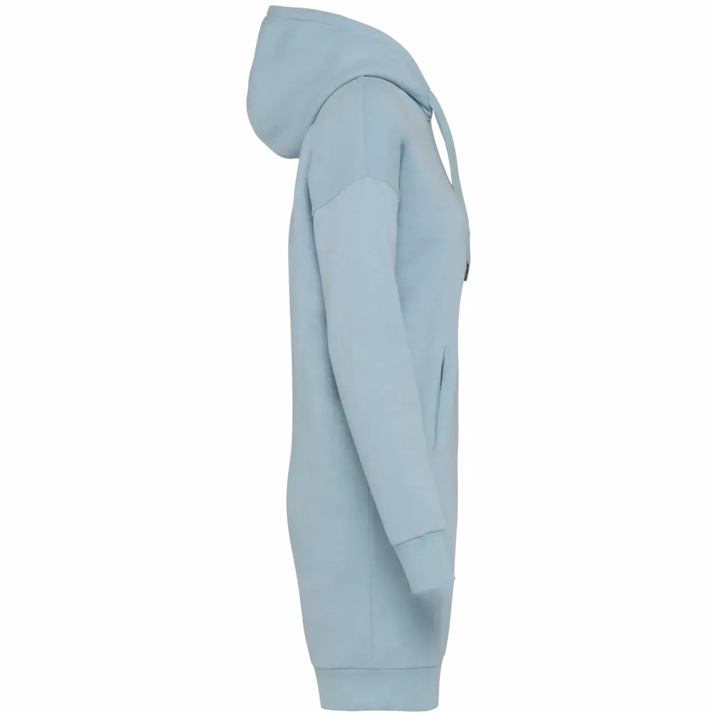 Ecologische sweaterjurk met capuchon, aquamarine — productfoto 5