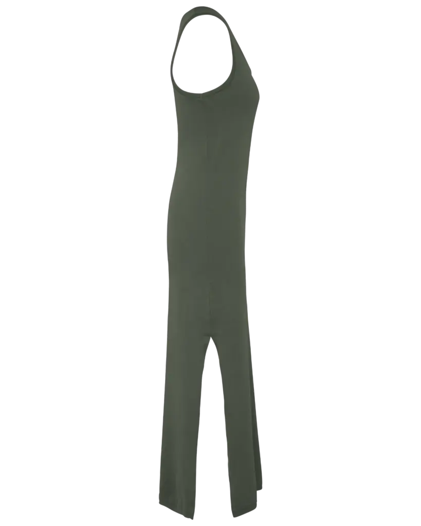Ecologische verwassen damesjurk in jersey, washed organic khaki — productfoto 6