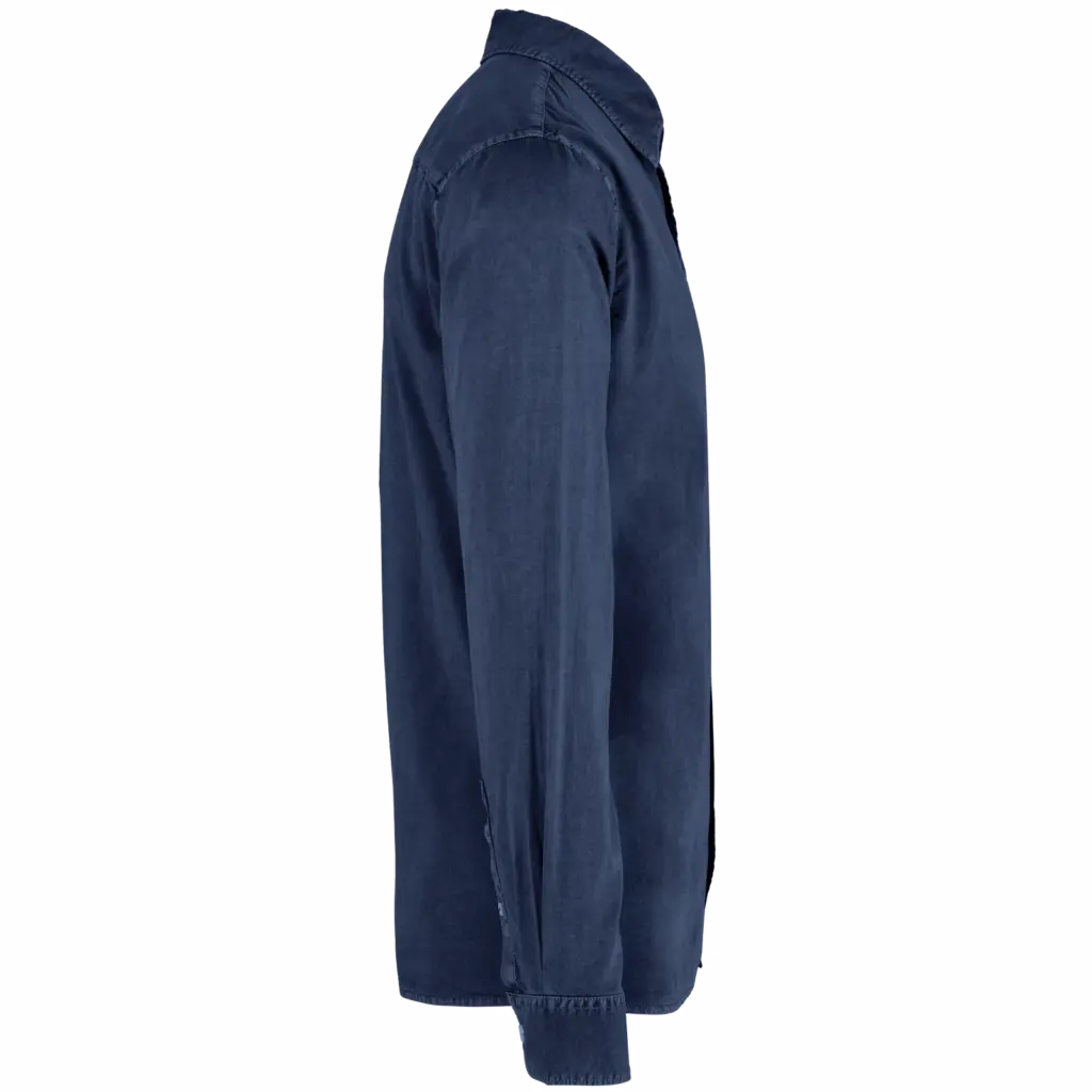 Ecologisch verwassen herenoverhemd, washed navy — productfoto 8