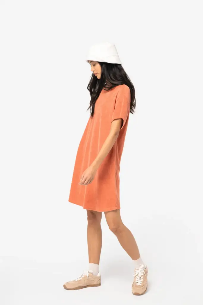 NS5028-2_2025 - Hidalgo-werbeartikel Ecologische badstof t-shirtjurk met afhangende mouwen — productfoto 2