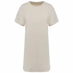 Ecologische badstof t-shirtjurk met afhangende mouwen, ivory — productfoto 6