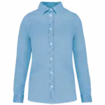 Ecologisch verwassen damesoverhemd, washed cool blue — productfoto 6