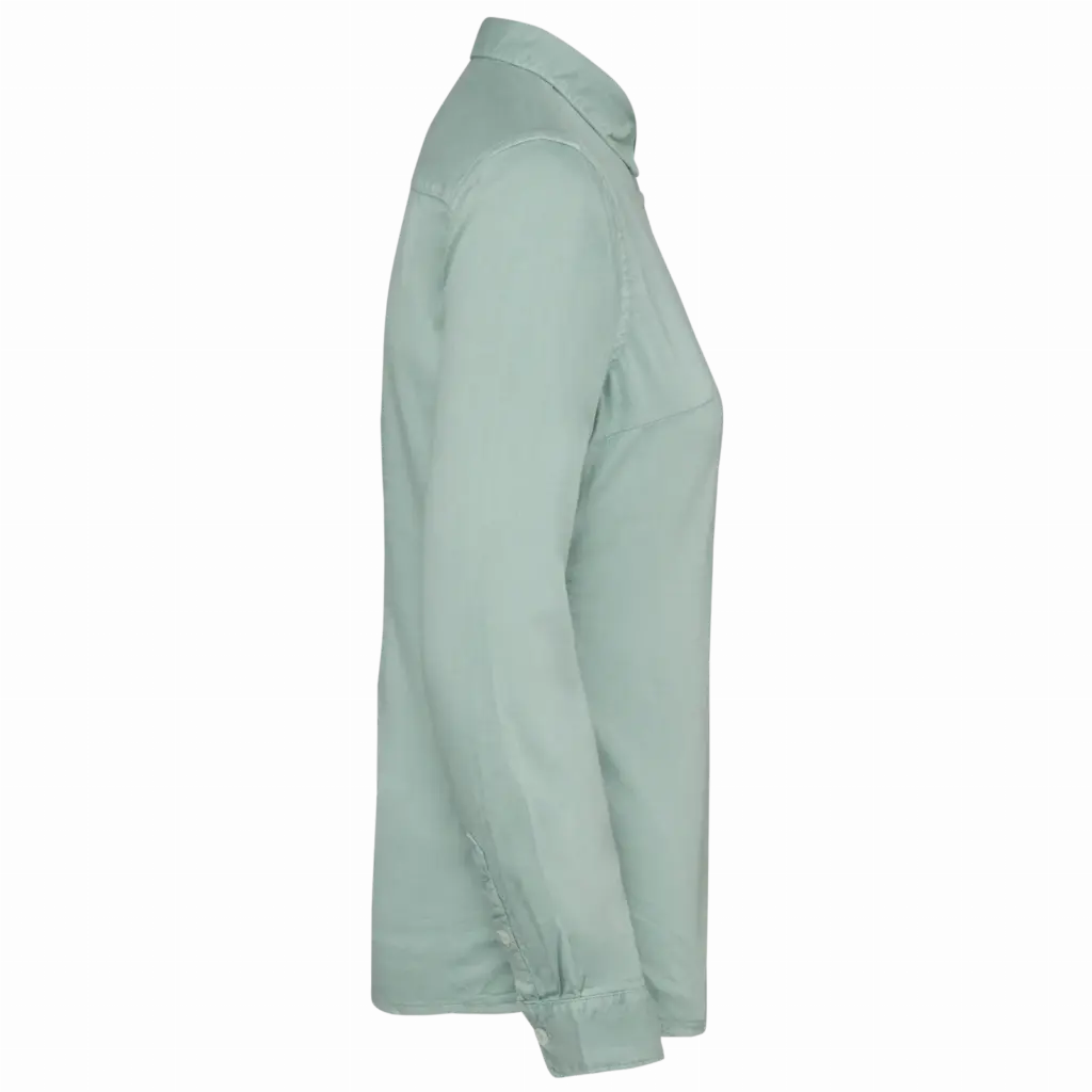 Ecologisch verwassen damesoverhemd, washed jade green — productfoto 6