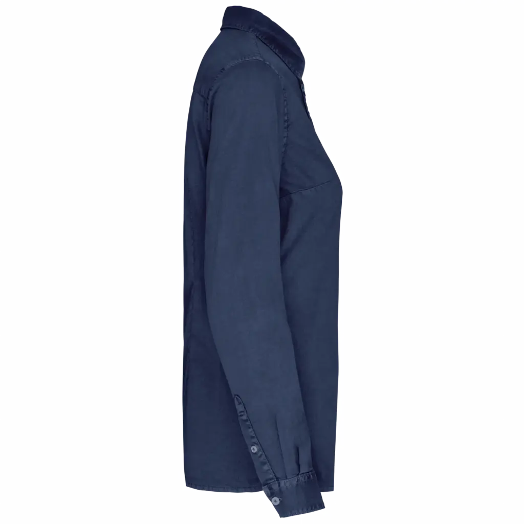 Ecologisch verwassen damesoverhemd, washed navy — productfoto 8