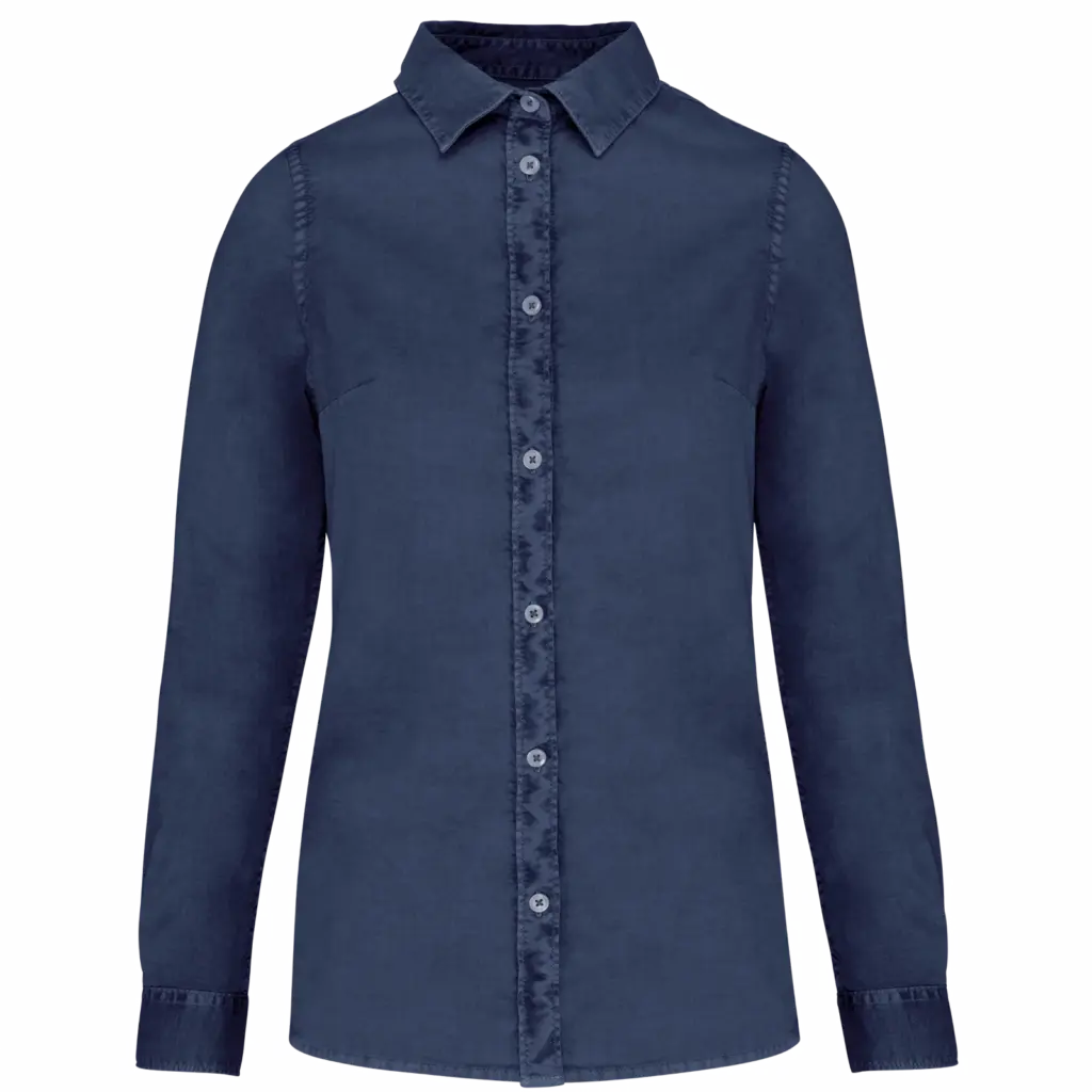 PS_NS503-3_WASHEDNAVY - Hidalgo Ecologisch verwassen damesoverhemd, washed navy — productfoto 9