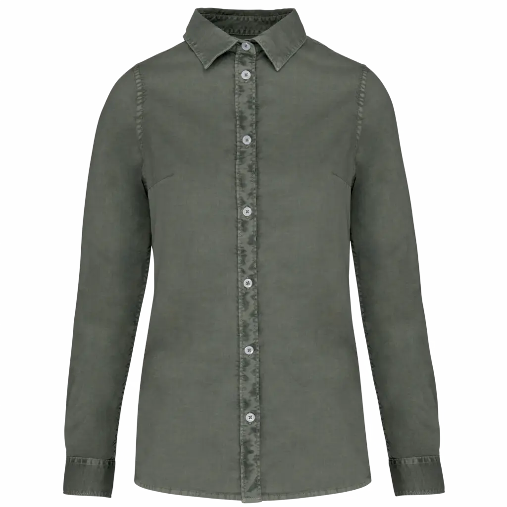 PS_NS503-4_WASHEDPALEKHAKI - Hidalgo Ecologisch verwassen damesoverhemd, washed pale khaki — productfoto 10