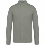 Ecologisch herenoverhemd van jersey, almond green — productfoto 6