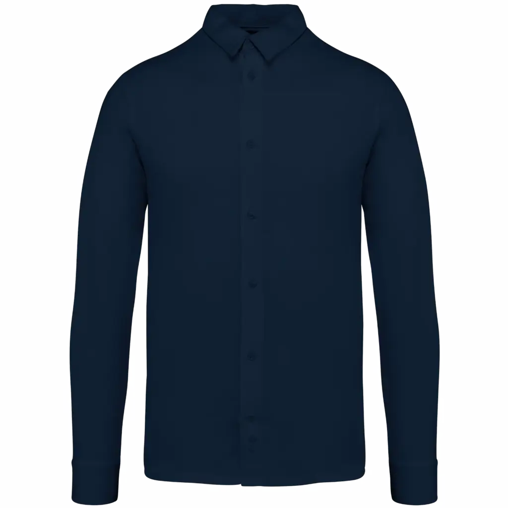 Ecologisch herenoverhemd van jersey, navy blue — productfoto 8