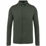 Ecologisch herenoverhemd van jersey, organic khaki — productfoto 9
