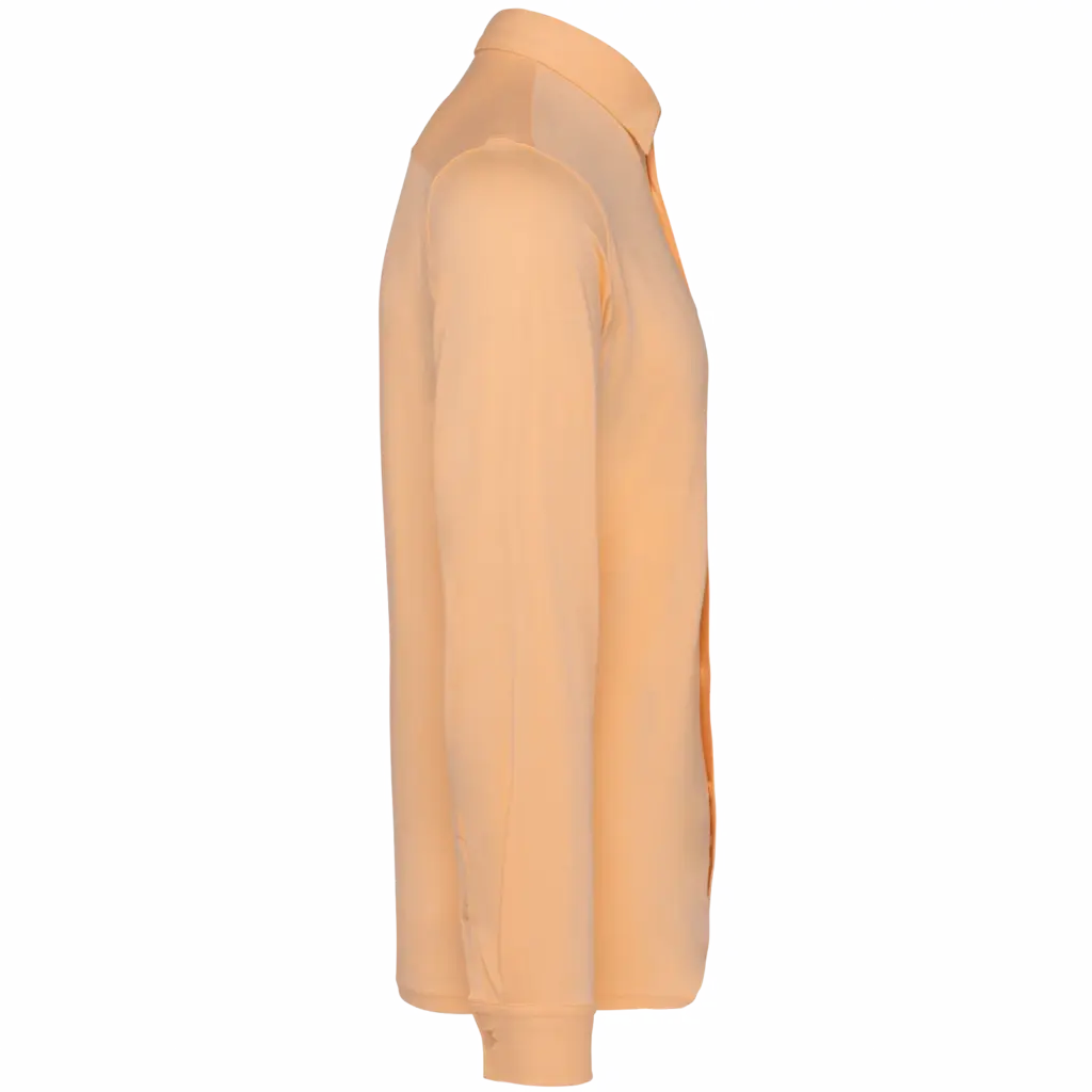 Ecologisch herenoverhemd van jersey, pastel apricot — productfoto 9