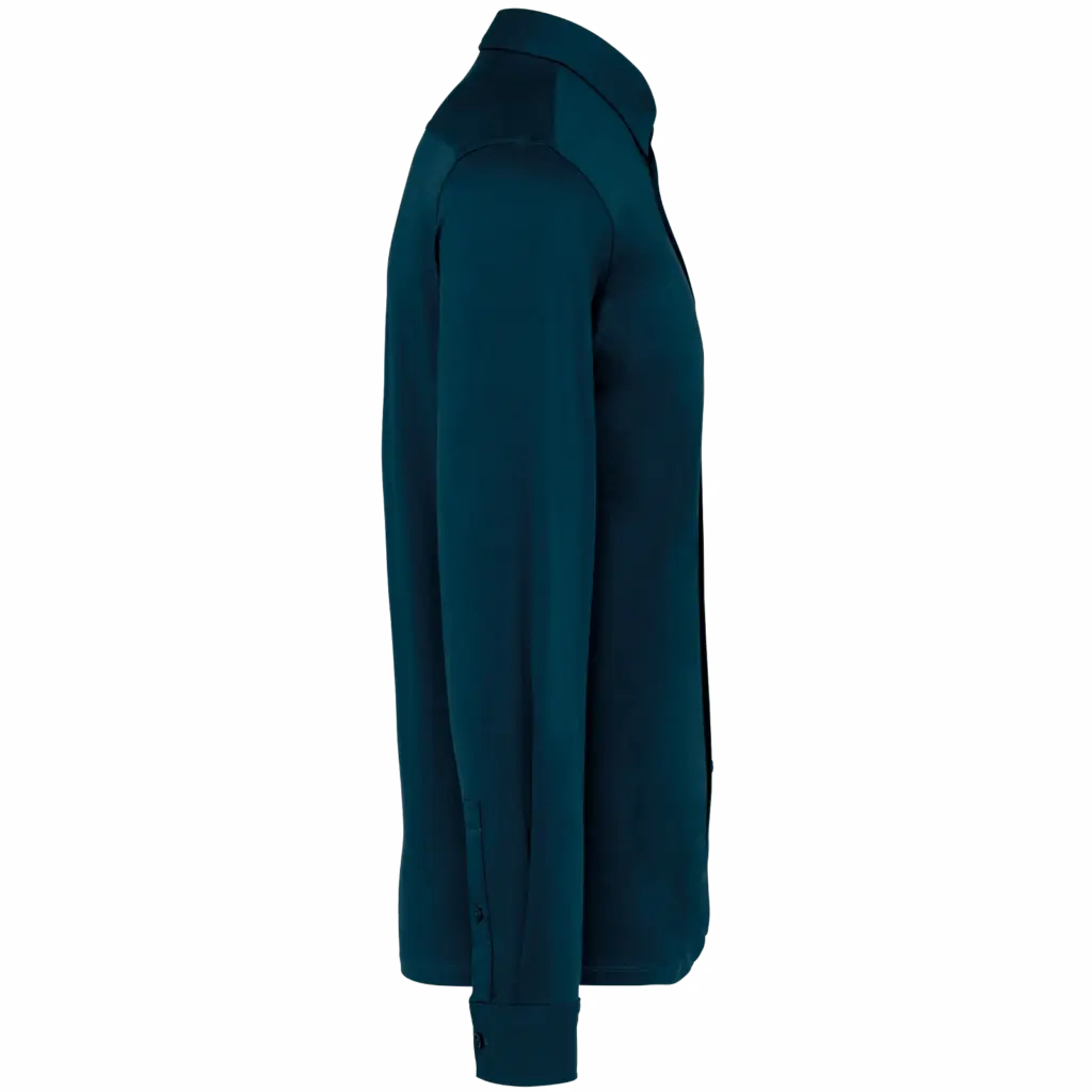 Ecologisch herenoverhemd van jersey, peacock blue — productfoto 10