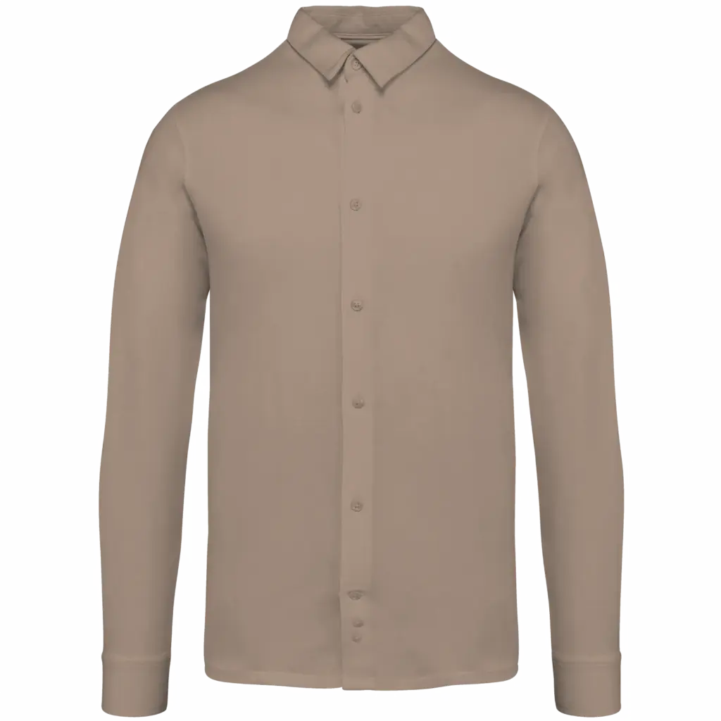 Ecologisch herenoverhemd van jersey, wet sand — productfoto 12