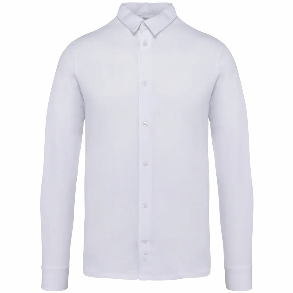 Ecologisch herenoverhemd van jersey, white — productfoto 13