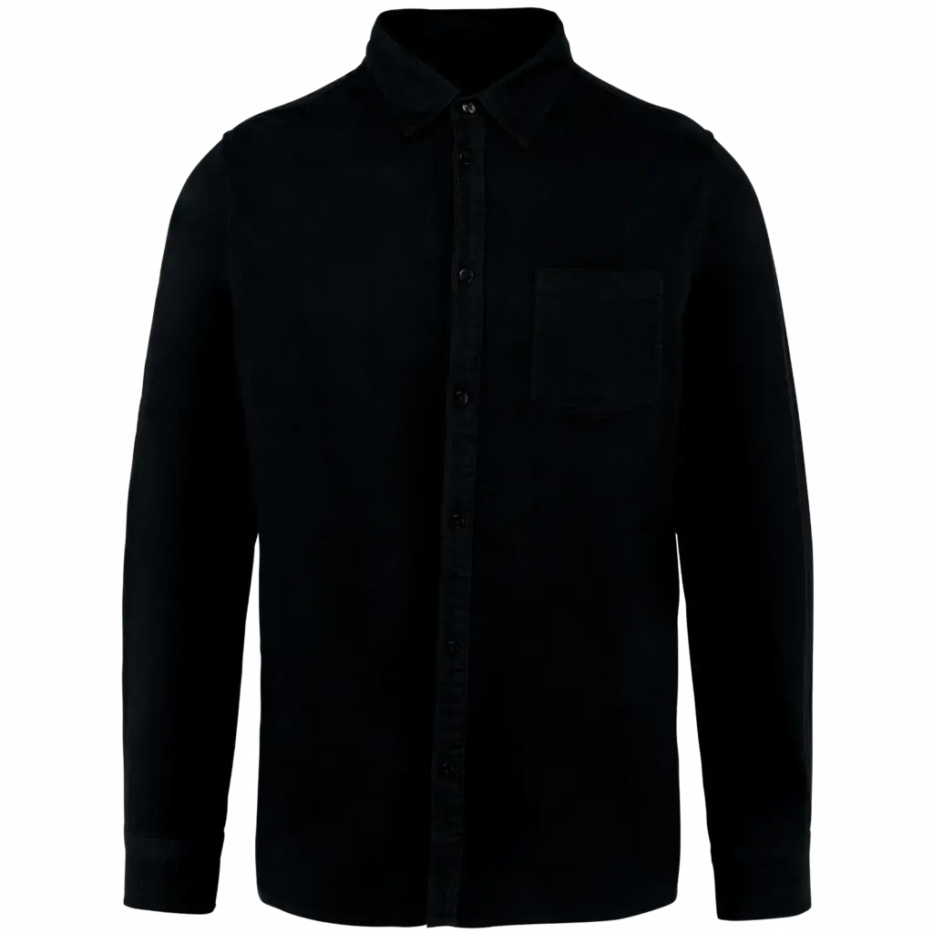 Ecologisch flanellen herenoverhemd, black — productfoto 6