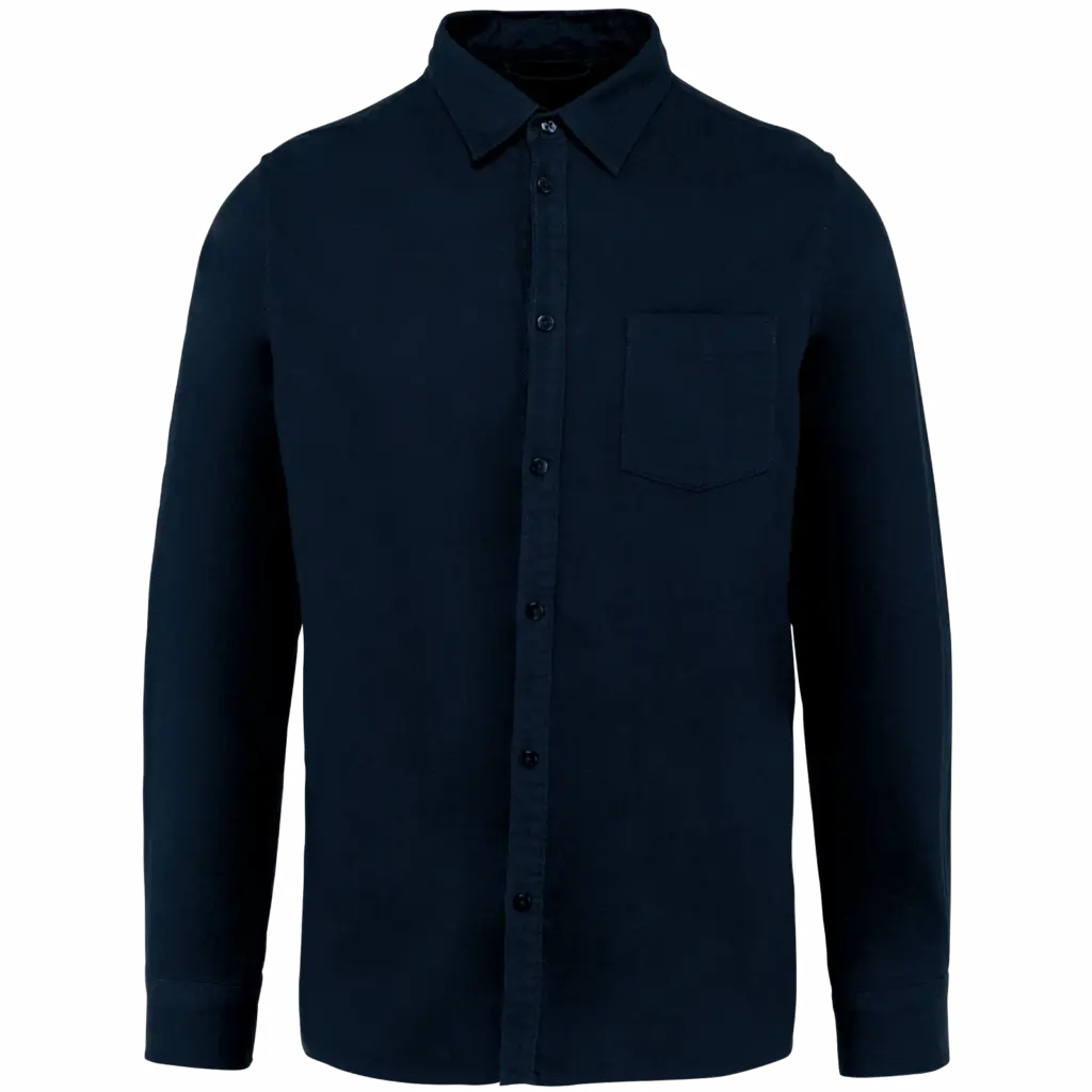 Ecologisch flanellen herenoverhemd, navy blue — productfoto 7