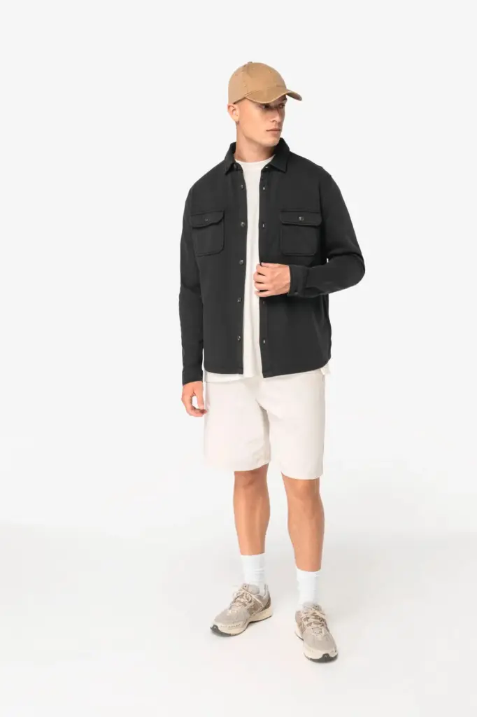 Ecologisch verwassen herenoverhemd in geborsteld fleece — productfoto 2