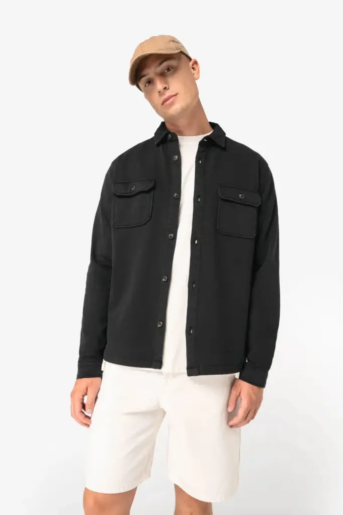 Ecologisch verwassen herenoverhemd in geborsteld fleece — productfoto 4