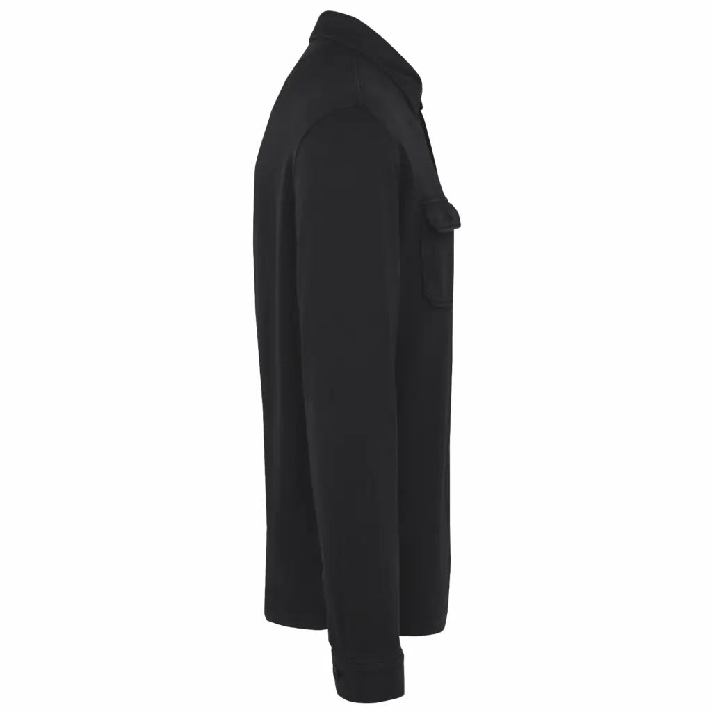 Ecologisch verwassen herenoverhemd in geborsteld fleece, washed black — productfoto 5