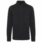 Ecologisch verwassen herenoverhemd in geborsteld fleece, washed black — productfoto 6