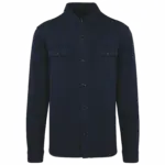 Ecologisch verwassen herenoverhemd in geborsteld fleece, washed navy blue — productfoto 7