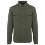 Ecologisch verwassen herenoverhemd in geborsteld fleece, washed organic khaki — productfoto 8