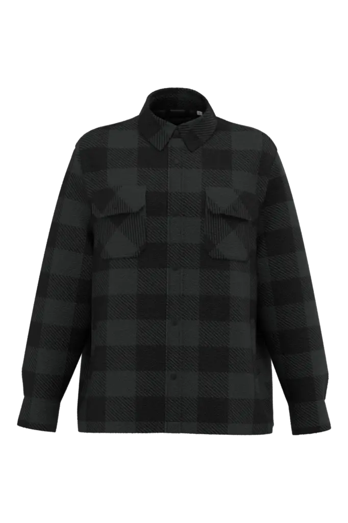 NS523 - Duurzaam gewatteerd geruit overhemdjack voor heren, iron grey / black checked