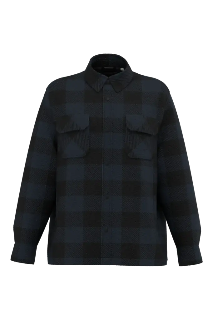 NS523 - Duurzaam gewatteerd geruit overhemdjack voor heren, navy blue / black checked — productfoto 2