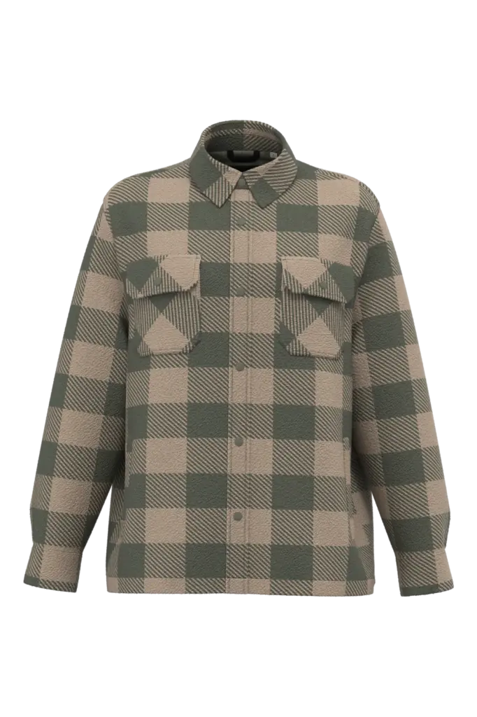 NS523 - Duurzaam gewatteerd geruit overhemdjack voor heren, wet sand / organic khaki checked — productfoto 3