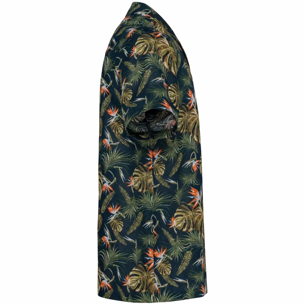 Herenoverhemd met Hawaïaanse print, navy paradise bird — productfoto 5