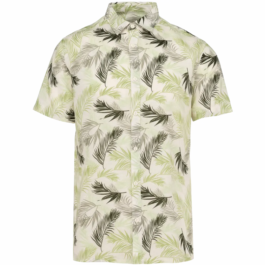Herenoverhemd met plantenmotief, ivory palm leaves — productfoto 7