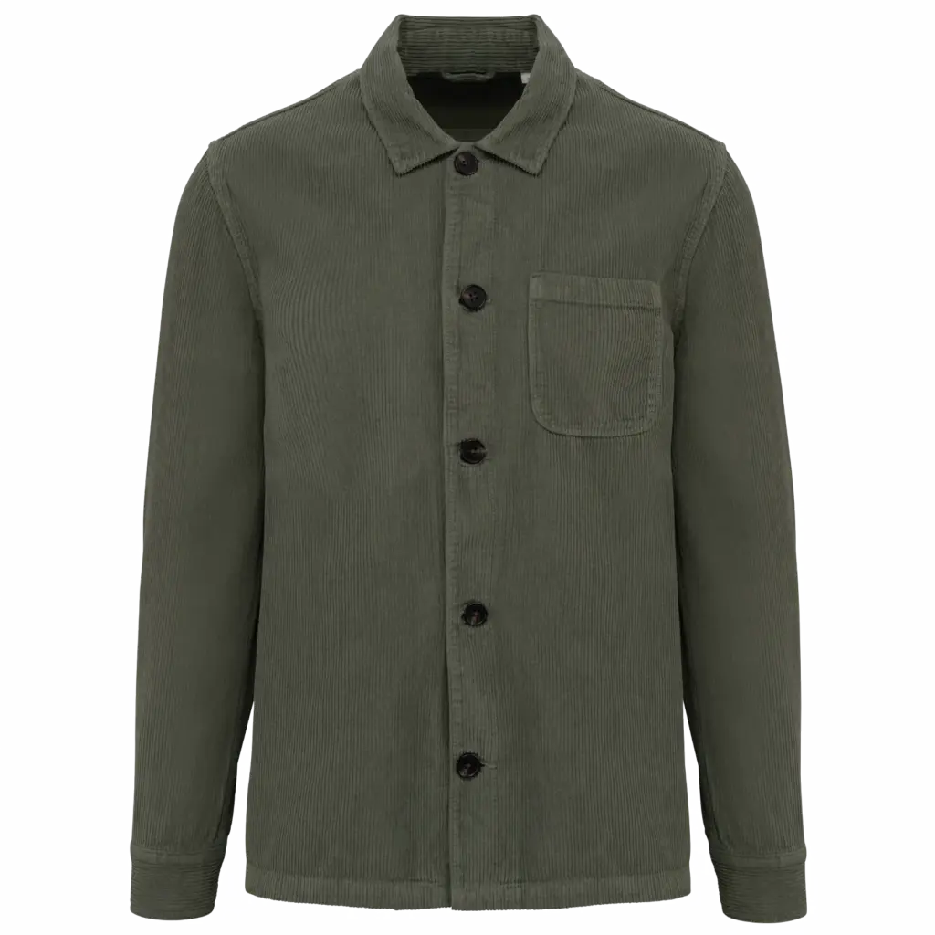Ecologisch ribfluweel herenjasje, washed organic khaki — productfoto 9