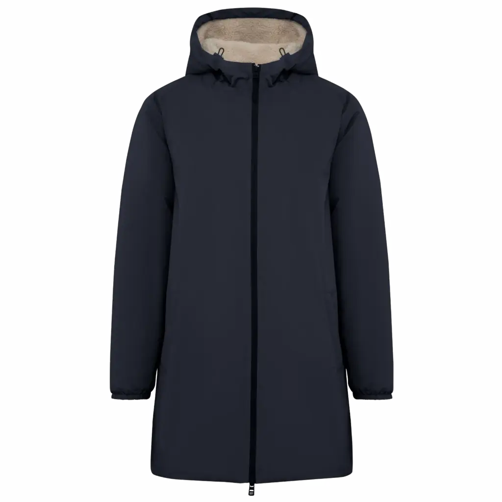 Ecologisch waterdicht uniseks jasje met sherpavoering, navy blue — productfoto 7