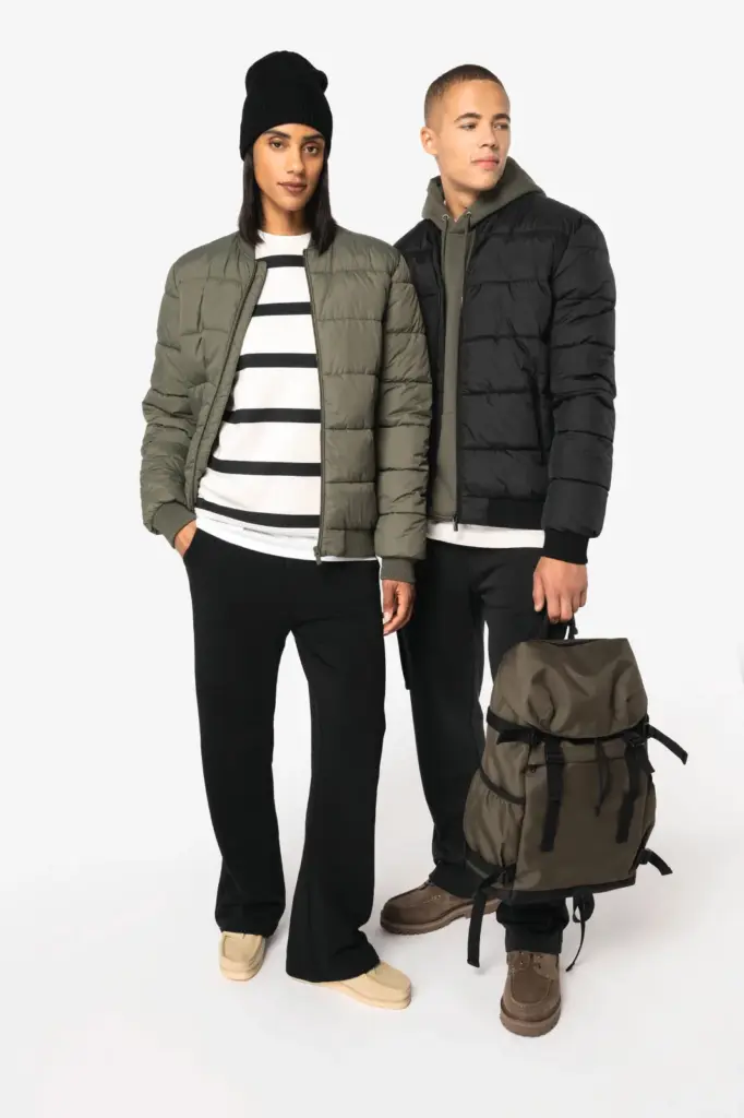 Ecologisch gewatteerd uniseks jack met teddykraag — productfoto 2