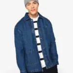 Ecologische uniseks jeansjas met afhangende schouders — productfoto 3