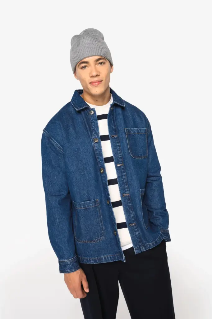 NS614-21_2026 - Hidalgo-werbeartikel Ecologische uniseks jeansjas met afhangende schouders — productfoto 3