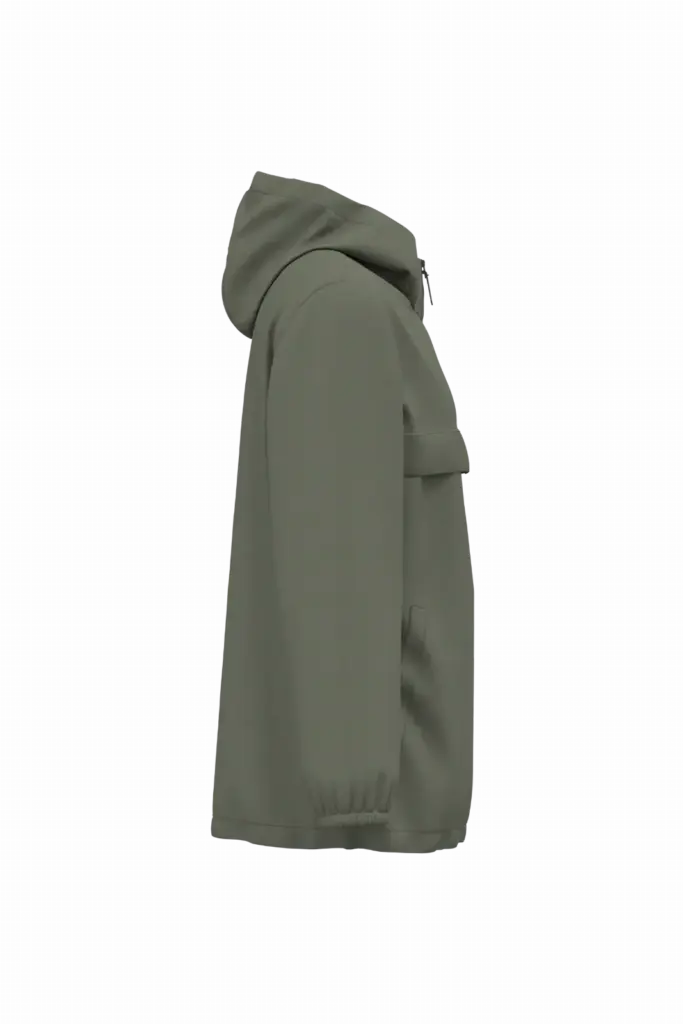 PS_NS616-S_ORGANICKHAKI - Hidalgo-werbeartikel Ecologisch waterdicht uniseks windjack met kwartrits, organic khaki — productfoto 7