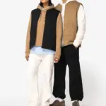 Ecologische gevoerde uniseks bodywarmer van twill met teddykraag — productfoto 2