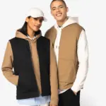 Ecologische gevoerde uniseks bodywarmer van twill met teddykraag — productfoto 3